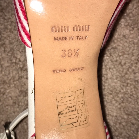 Miu Miu Red & white striped bow knot sanda… - Picture 7 of 8
